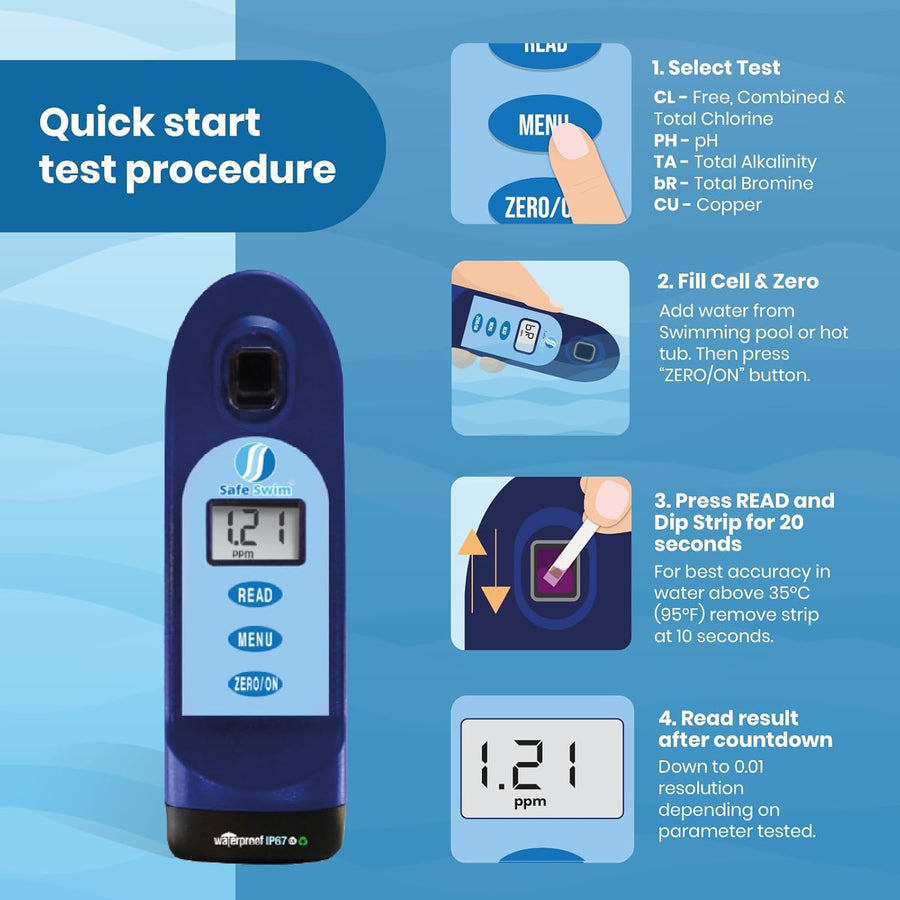 Safe Swim Meter - Digital Water Testing - Hot Tubs & Pools